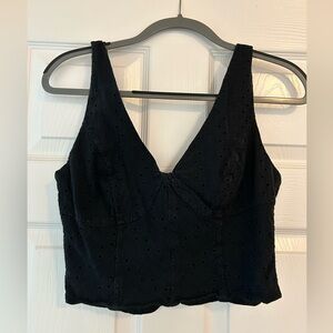 Lulus black eyelet crop tank top